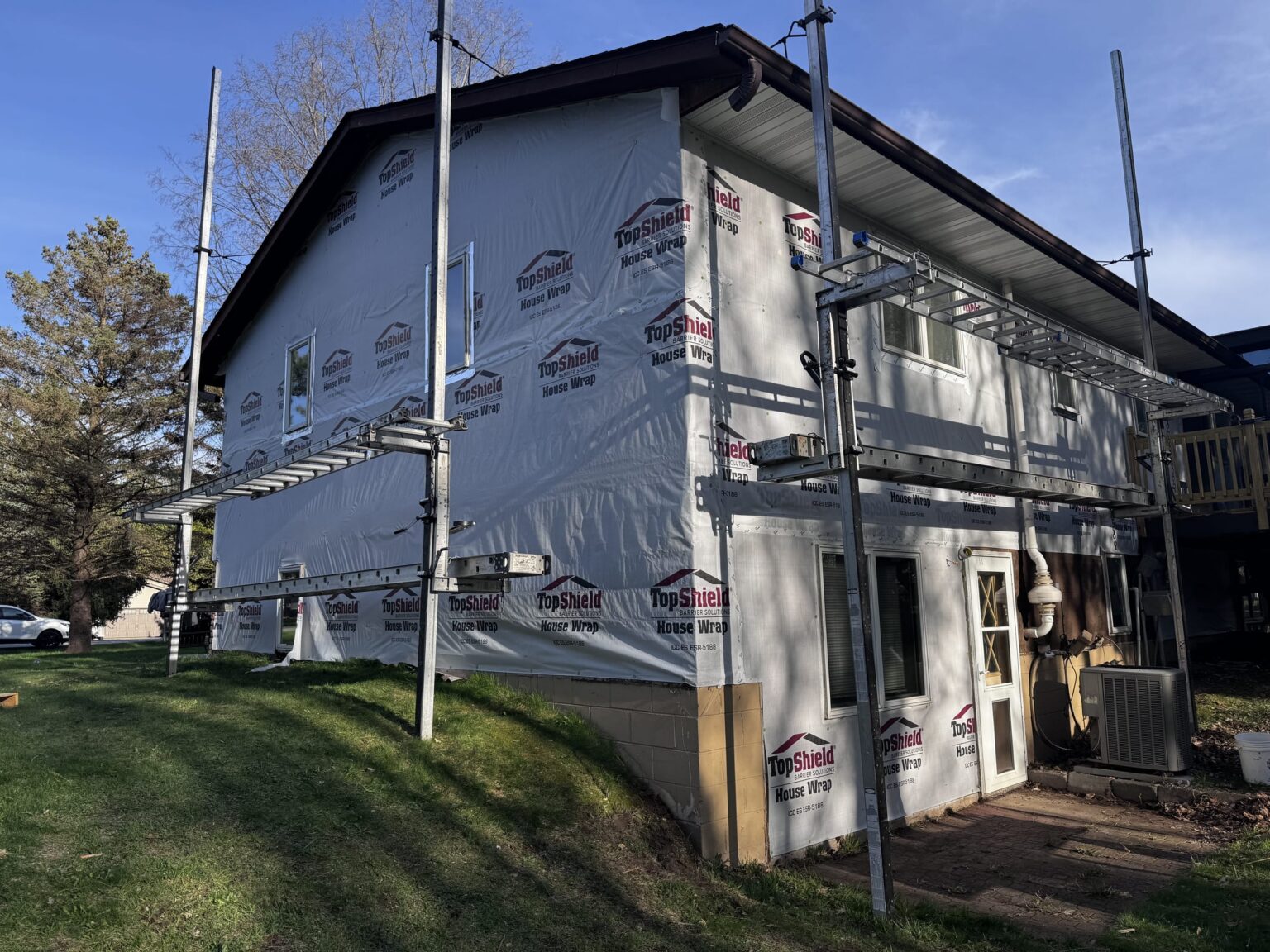 Home fully prepped with house wrap ahead of new siding install